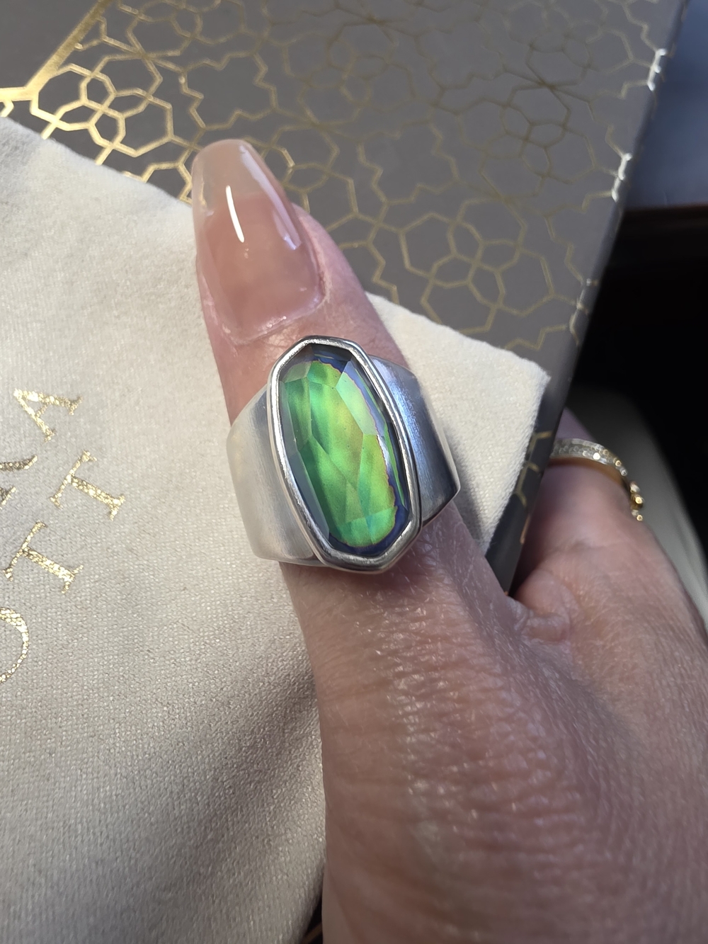 Kendra Scott Mood Ring In Silver Sz 8 - Picture 2 of 8